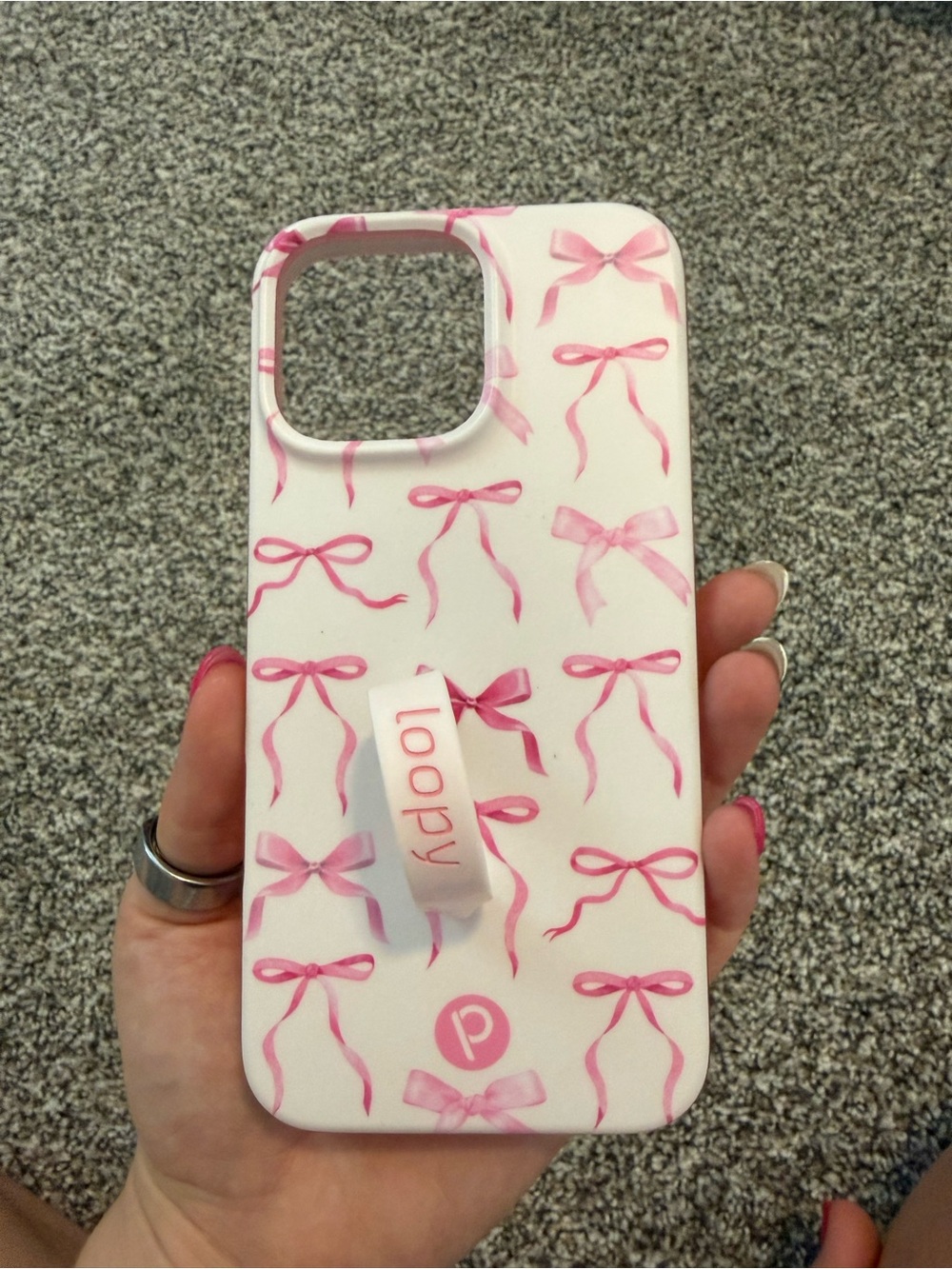 Loopy Case Pink Bows Phone Case with Pink Loopy Grip
